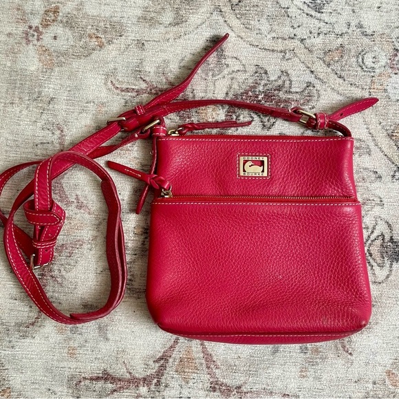 Dooney & Bourke Handbags - Dooney & Bourke Dillen Letter Carrier Letter Crossbody Bag Strawberry Pink